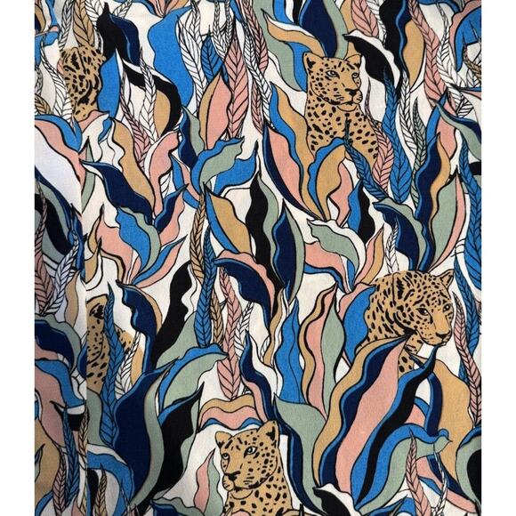 Monki Womens Size 40 Wide Leg Crop Pants Trousers Safari Leopard Colorful Artsy - Picture 8 of 10